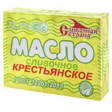 Масло сладко-сливочное Крестьянское СЛИВОЧНАЯ СТРАНА несоленое, 72.5%, ГОСТ, 180г в магазинах Авоська