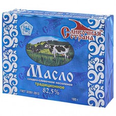 Масло сладко-сливочное Традиционное СЛИВОЧНАЯ СТРАНА несоленое, 82.5%, ГОСТ, 180г в магазинах Авоська