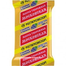 Масса творожная Московская РОСТАГРОЭКСПОРТ с сахаром и изюмом, 20%, 180г в магазинах Авоська