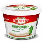 Сыр творожный ПРЕЗИДЕНТ с травами, 140г