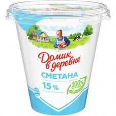 Сметана ДОМИК В ДЕРЕВНЕ 15%, 300г в магазинах Авоська