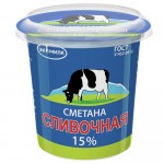 Сметана ЭКОМИЛК сливочная, 15%, 315г