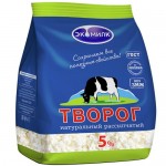Творог ЭКОМИЛК рассыпчатый, пакет,  5%, 350г