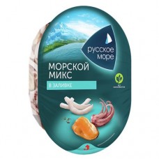 Коктейль из морепродуктов РУССКОЕ МОРЕ морской микс, в заливке, 180г в магазинах Авоська