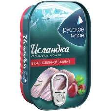 Сельдь филе-кусочки РУССКОЕ МОРЕ исландка в красном вине ж/б, 115г в магазинах Авоська