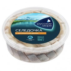 Сельдь с ароматом дыма в масле РУССКОЕ МОРЕ филе-кусочки, слабосоленые, 500г в магазинах Авоська