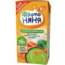 Овощной крем-суп Фруто Няня из капусты брокколи цветной капусты и моркови, 200г в магазинах Авоська