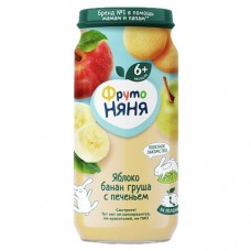 Пюре ФРУТО НЯНЯ с печеньем, яблоко, банан, груша, 250г в магазинах Авоська