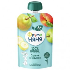 Пюре ФРУТО НЯНЯ салатик из фруктов, 90г в магазинах Авоська
