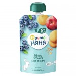 Пюре ФРУТО НЯНЯ яблоко, черника, с печеньем, 90г Пюре ФРУТО НЯНЯ яблоко, черника, с печеньем, 90г