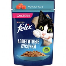 Корм для кошек ФЕЛИКС форель, желе, 75г в магазинах Авоська