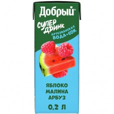 Напиток ДОБРЫЙ Актив кид сокосодержащий, яблоко, малина, арбуз, 0.2л в магазинах Авоська