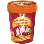 Мороженое ФИЛЕВСКОЕ пломбир, вишня с кусочками миндаля и корицей, 550г