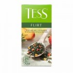 Чай Tess Flirt зеленый с белым персиком и клубникой 25 пакетиков по 1.5 г