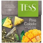 Чай Tess Pina Colada зеленый с ароматом ананаса и кокоса, в пирамидках, 20x1,8 г