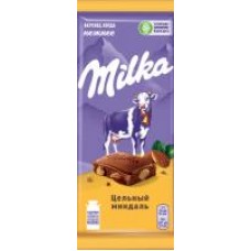 Шоколад Milka молочный с цельным миндалем, 90 г в магазинах Дикси