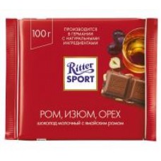 Шоколад Ritter Sport молочный с ромом, изюмом и орехом, 100 г в магазинах Дикси