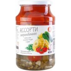 Ассорти овощное Д Круглое Лето патиссоны-черри-огурцы маринованные, 900 г в магазинах Дикси