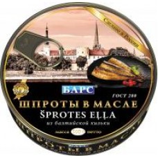 Шпроты Барс копченые в масле ГОСТ, 160 г в магазинах Дикси