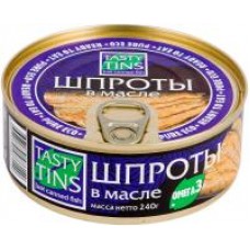 Шпроты Tasty Tins Крупные в масле, 240 г в магазинах Дикси