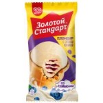 Мороженое Золотой стандарт Пломбир с таежной черникой в вафельном стаканчике, 89/93 г Мороженое Золотой стандарт Пломбир с таежной черникой в вафельном стаканчике, 89/93 г