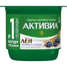 Биойогурт АктиБио Черника и 5 злаков, 3%, 130 г в магазинах Дикси