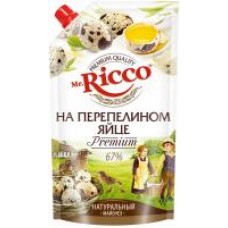Майонез Mr.Ricco Премиум, на перепелином яйце, 67%, 400 мл в магазинах Дикси