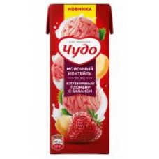 Молочный коктейль Чудо Клубника, пломбир и банан, 0,2 л в магазинах Дикси