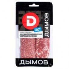 Колбаса Дымов Сервелат, Брауншвейгская, сырокопченая, нарезка, 90 г в магазинах Дикси