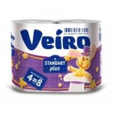 Бумага туалетная Veiro Standаrt Plus, 2 слоя, 4 шт в магазинах Дикси