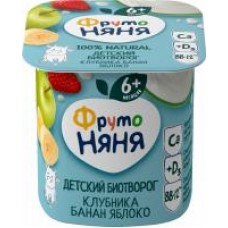 Биотворог ФрутоНяня Клубника, банан и яблоко, 4,2%, 100 г в магазинах Дикси