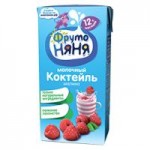 Коктейль молочный ФрутоНяня Малина, 2,1%, 200 мл Коктейль молочный ФрутоНяня Малина, 2,1%, 200 мл