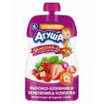Пюре Агуша Укрепляй-ка Яблоко, клубника, земляника, клюква, 80 г