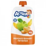 Пюре фруктовое Агуша Яблоко-Банан-Печенье с 6 месяцев, 90 г
