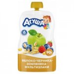 Пюре фруктовое Агуша Яблоко-черника-земляника, с 6 месяцев, 90 г