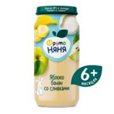 Пюре ФрутоНяня Яблоко-банан-сливки, с 6 месяцев, 250 г в магазинах Дикси