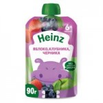 Пюре Heinz Яблоко, клубника, черника, с 6 месяцев, 90 г