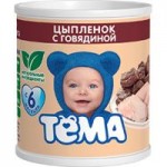 Пюре Тёма Мясо цыплят с говядиной, с 6 месяцев, 90/100 г
