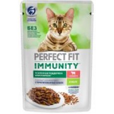 Корм для кошек Perfect Fit Immunity Говядина в желе, влажный, 75 г в магазинах Дикси