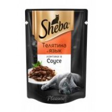 Корм для кошек Sheba Pleasure Ломтики Телятина и язык в соусе, влажный, 75 г в магазинах Дикси