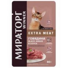 Корм для кошек Winner Extra Meat Говядина в соусе, влажный, 80 г в магазинах Дикси