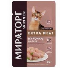 Корм для кошек Winner Extra Meat Курочка в соусе, влажный, 80 г в магазинах Дикси