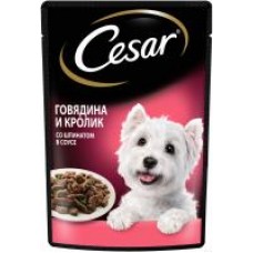 Корм для собак Cesar Говядина, кролик и шпинат, влажный, 85 г в магазинах Дикси