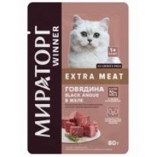 Корм для стерилизованных кошек Winner Extra Meat Говядина в желе, влажный, 80 г в магазинах Дикси