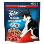 Сухой корм Felix Двойная Вкуснятина для взрослых кошек, с мясом, 600 г