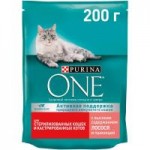 Сухой корм Purina ONE для стерилизованных кошек и кастрированных котов, с лососем и пшеницей, 200 г