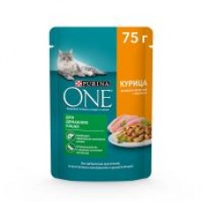 Влажный корм Purina ONE Housecat для взрослых домашних кошек, с курицей и морковью, в соусе, 75 г в магазинах Дикси
