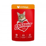 Корм влажный Дарлинг для взрослых кошек с курицей в подливе, 75г