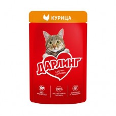 Корм влажный Дарлинг для взрослых кошек с курицей в подливе, 75г в магазинах Фасоль