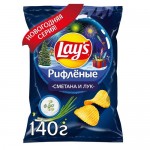 Чипсы Lay's Max рифленые Сметана и лук, 140г Чипсы Lay's Max рифленые Сметана и лук, 140г
